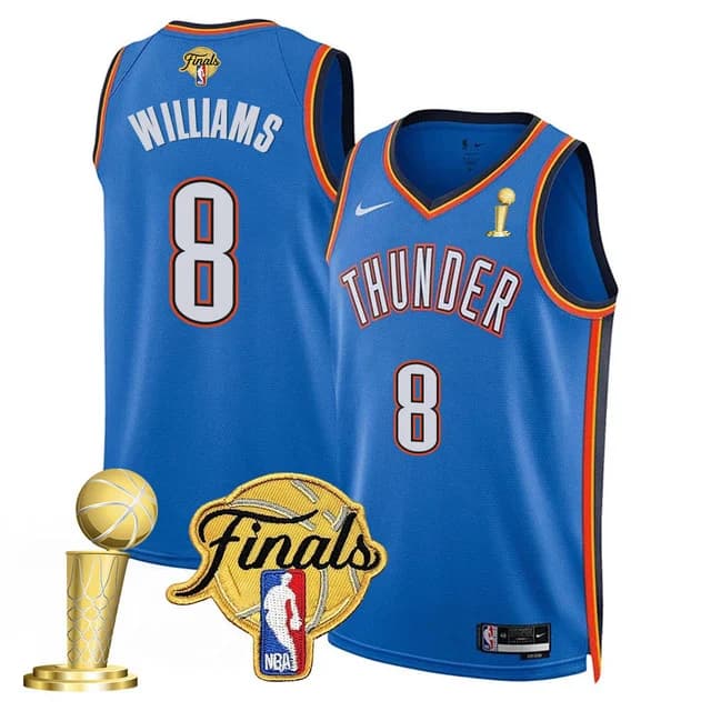 Personalized Men’s Oklahoma City Thunder #8 Jalen Williams 2024-25 Champions Jersey All Stitched