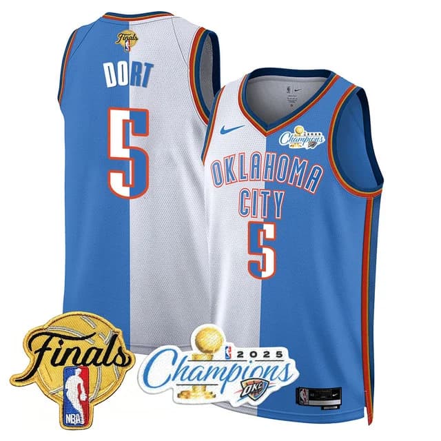 Personalized Men’s Oklahoma City Thunder #5 Luguentz Dort 2024-25 Champions Jersey All Stitched