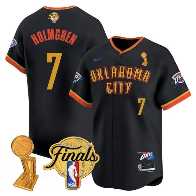 Personalized Men’s Oklahoma City Thunder #7 Chet Holmgren Final Patch Baseball Jersey All Stitched