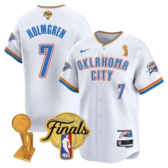 Personalized Men’s Oklahoma City Thunder #7 Chet Holmgren Final Patch Baseball Jersey All Stitched