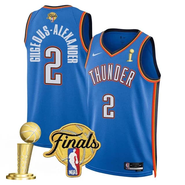 Personalized Men’s Oklahoma City Thunder #2 Gilgeous-Alexander 2024-25 Champions Jersey All Stitched