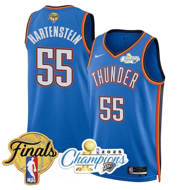 Personalized Men’s Oklahoma City Thunder #55 Isaiah Hartenstein 2024-25 Champions Jersey All Stitched