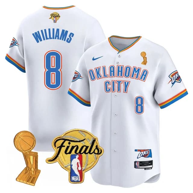 Personalized Men’s Oklahoma City Thunder #8 Jalen Williams Final Patch Baseball Jersey All Stitched