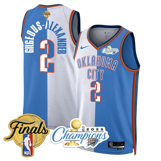 Personalized Men’s Oklahoma City Thunder #2 Gilgeous-Alexander 2024-25 Champions Jersey All Stitched