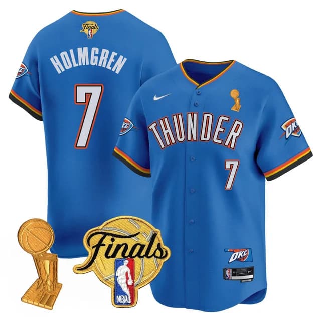 Personalized Men’s Oklahoma City Thunder #7 Chet Holmgren Final Patch Baseball Jersey All Stitched