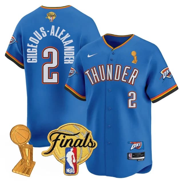 Personalized Men’s Oklahoma City Thunder #2 Gilgeous-Alexander Final Patch Baseball Jersey All Stitched