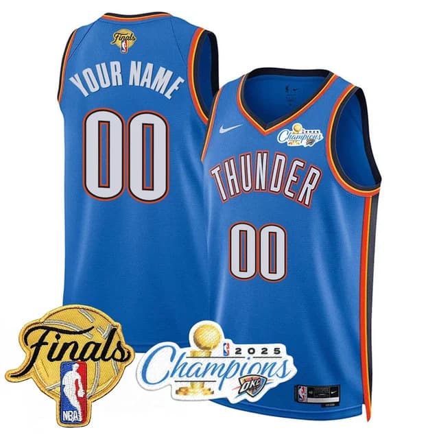 Personalized Custom Men’s Oklahoma City Thunder 2024-25 Champions Icon Jersey All Stitched