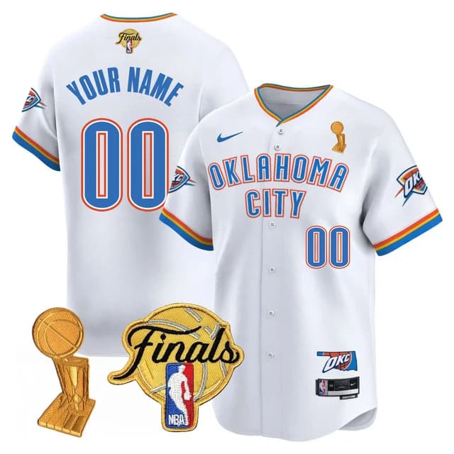 Personalized Custom Men’s Oklahoma City Thunder Final Patch Association Baseball Jersey All Stitched