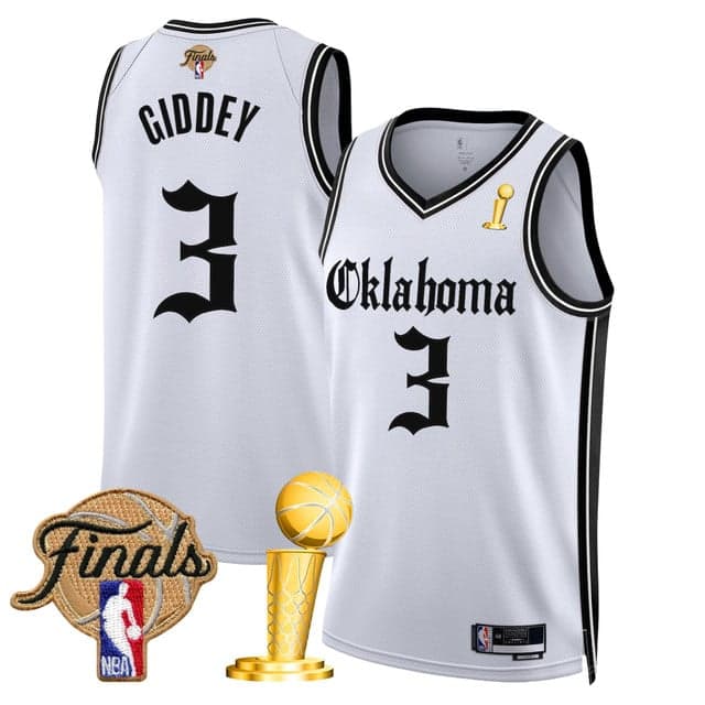 Personalized Men’s Oklahoma City Thunder #3 Josh Giddey 2025 Champions ‘Gothic Storm Edition’ Swingman Jersey All Stitched