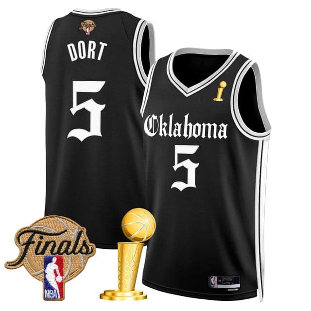 Personalized Men’s Oklahoma City Thunder Luguentz Dort 2025 Champions ‘Gothic Storm Edition’ Swingman Jersey All Stitched
