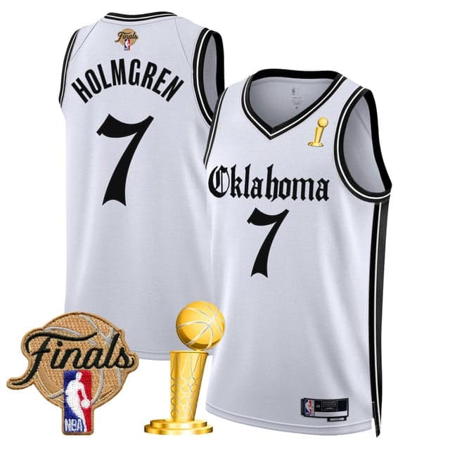 Personalized Men’s Oklahoma City Thunder #7 Chet Holmgren 2025 Champions ‘Gothic Storm Edition’ Swingman Jersey All Stitched