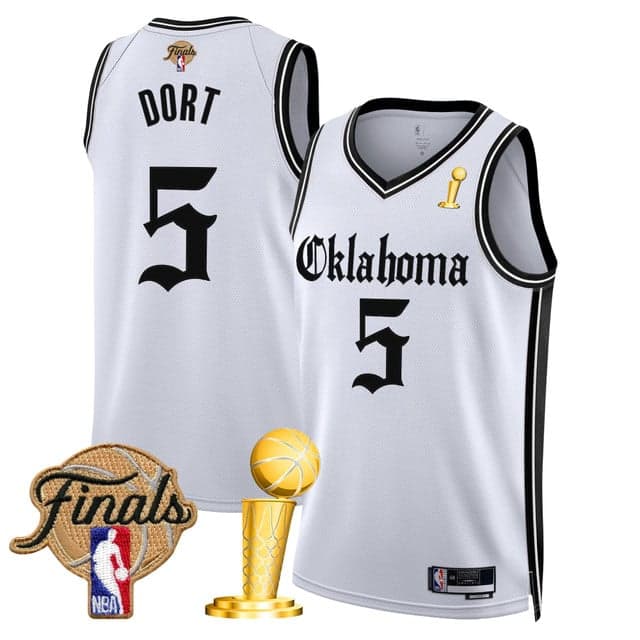 Personalized Men’s Oklahoma City Thunder #5 Luguentz Dort 2025 Champions ‘Gothic Storm Edition’ Swingman Jersey All Stitched
