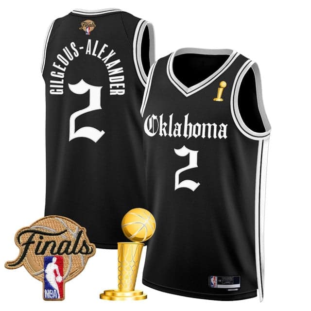 Personalized Men’s Oklahoma City Thunder #2 Gilgeous-Alexander 2025 Champions ‘Gothic Storm Edition’ Swingman Black Jersey All Stitched