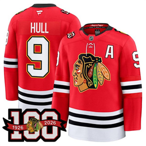 Personalized Men’s Chicago Blackhawks #91 Bobby Hull 100th Anniversary Premium Jersey All Stitched
