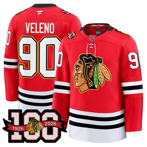Personalized Men’s Chicago Blackhawks 100th Anniversary Premium Jersey All Stitched #90 Joe Veleno