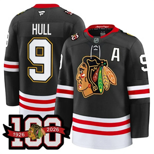 Personalized Men’s Chicago Blackhawks 100th Anniversary Premium Jersey All Stitched #9 Bobby Hull