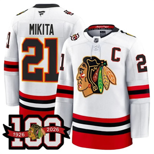 Personalized Men’s Chicago Blackhawks 100th Anniversary Premium Jersey All Stitched #21 Stan Mikita