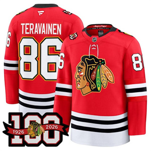 Personalized Men’s Chicago Blackhawks 100th Anniversary Premium Jersey All Stitched #86 Teuvo Teravainen