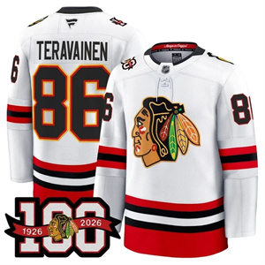 Personalized Men’s Chicago Blackhawks 100th Anniversary Premium Jersey All Stitched #86 Teuvo Teravainen