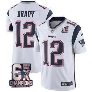 Personalized Men’s New England Patriots #12 Tom Brady Jersey – 6x SB Champions Patch