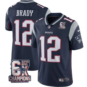 Personalized Men’s New England Patriots #12 Tom Brady Jersey – 6x SB Champions Patch
