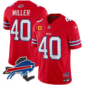 Personalized Men’s #40 Buffalo Bills New York Patch Limited Jersey All Stitched