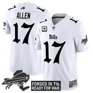 Personalized Men’s #17 Josh Allen Buffalo Bills New York Patch Limited Jersey All Stitched