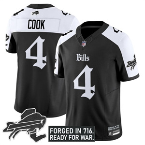 Personalized Men’s #4 James Cook Buffalo Bills New York Patch Limited Jersey All Stitched