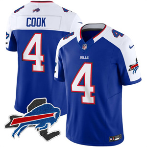 Personalized Men’s #4 James Cook Buffalo Bills New York Patch Limited Jersey All Stitched