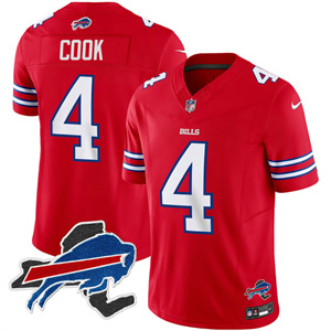 Personalized Men’s #4 James Cook Buffalo Bills New York Patch Limited Jersey All Stitched