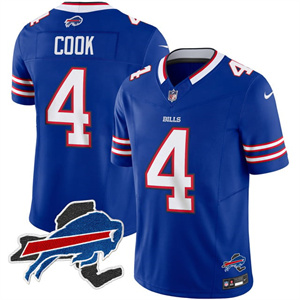 Personalized Men’s #4 James Cook Buffalo Bills New York Patch Limited Jersey All Stitched