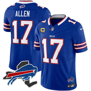 Personalized Men’s #17 Josh Allen Buffalo Bills New York Patch Limited Jersey All Stitched