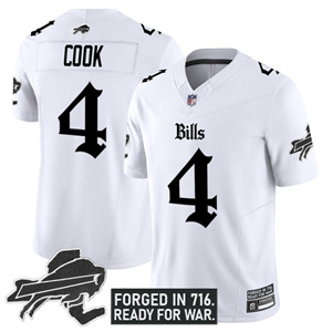 Personalized Men’s #4 James Cook Buffalo Bills New York Patch Limited Jersey All Stitched