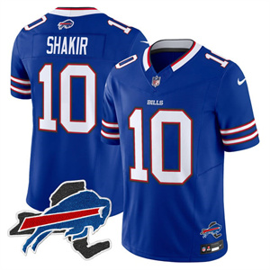 Personalized Men’s #10 Khalil Shakir Buffalo Bills New York Patch Limited Jersey All Stitched