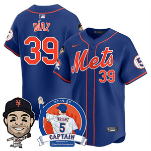 Personalized Men’s New York Mets #39 Edwin Diaz David Wright Mets Legend Jersey V2 All Stitched