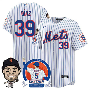 Personalized Men’s New York Mets #39 Edwin Diaz David Wright Mets Legend Jersey V2 All Stitched