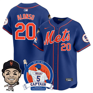 Personalized Men’s New York Mets #20 Pete Alonso David Wright Mets Legend Jersey V2 All Stitched