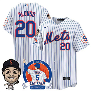 Personalized Men’s New York Mets #20 Pete Alonso David Wright Mets Legend Jersey V2 All Stitched