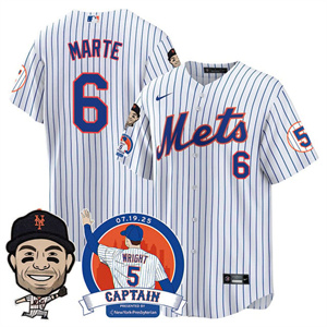 Personalized Men’s New York Mets #6 Starling Marte David Wright Mets Legend Jersey V2 All Stitched