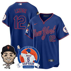 Personalized Men’s New York Mets #12 Francisco Lindor David Wright Mets Legend Jersey V2 All Stitched