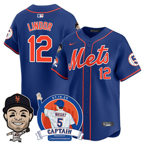 Personalized Men’s New York Mets #12 Francisco Lindor David Wright Mets Legend Jersey V2 All Stitched