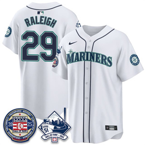 Personalized Men’s Seattle Mariners #29 Cal Raleigh Ichiro Number Retirement Jersey V2 All Stitched