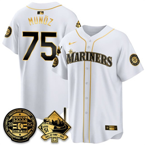 Personalized Men’s Seattle Mariners #75 Andres Munoz Ichiro Number Retirement Jersey V2 All Stitched