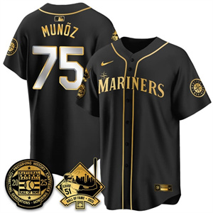 Personalized Men’s Seattle Mariners #75 Andres Munoz Ichiro Number Retirement Jersey V2 All Stitched