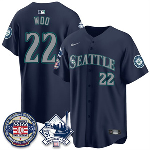 Personalized Men’s Seattle Mariners #22 Bryan Woo Ichiro Number Retirement Jersey V2 All Stitched