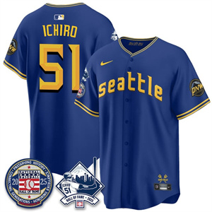 Personalized Men’s Seattle Mariners #51 Ichiro Suzuki Ichiro Number Retirement Jersey V2 All Stitched