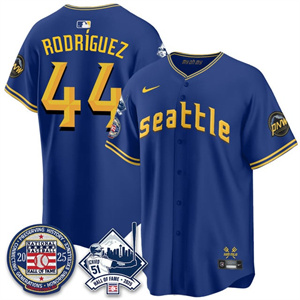 Personalized Men’s Seattle Mariners #44 Julio Rodriguez Ichiro Number Retirement Jersey V2 All Stitched