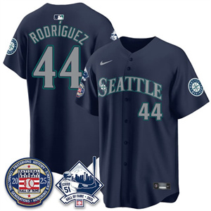 Personalized Men’s Seattle Mariners #44 Julio Rodriguez Ichiro Number Retirement Jersey V2 All Stitched