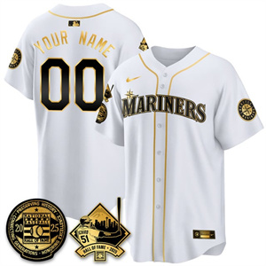 Personalized Custom Seattle Mariners Ichiro Number Retirement Jersey V2 – All Stitched White Gold