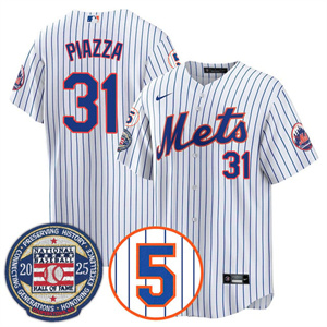 Personalized Men’s New York Mets #31 Mike Piazza Gold Number Retirement & Hall of Fame Jersey All Stitched